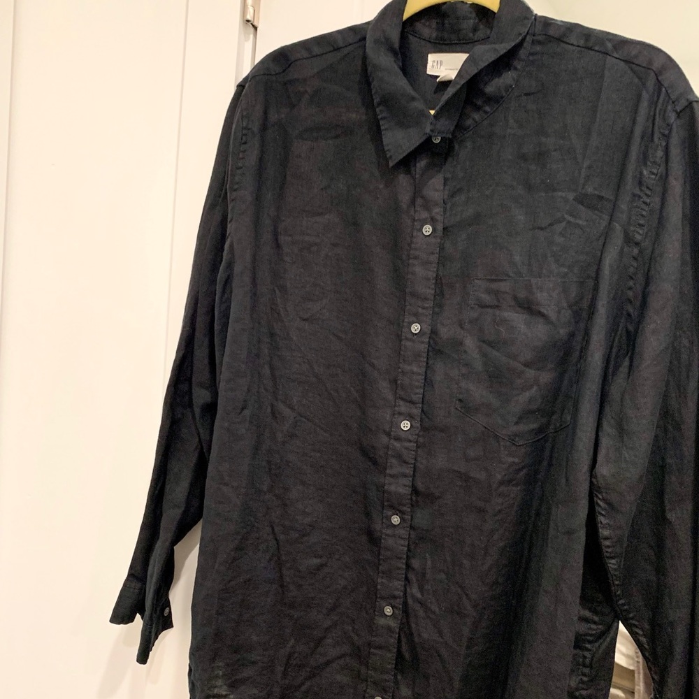 Gap Black Linen Button Up Shirt